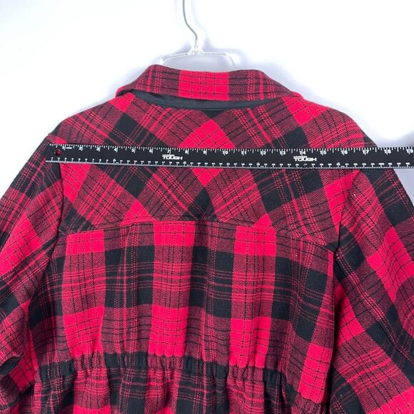 Torrid Plaid Tunic Shacket Womens 4 Button Front 3/4 Sleeve Pockets Red Black - Picture 11 of 12